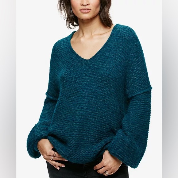 Free People Sweaters - Free People All Mine V-Neck Sweater – Teal, Size Small